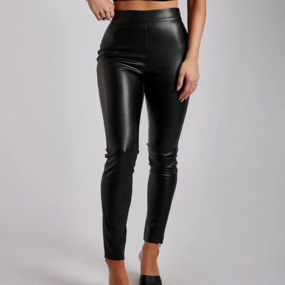 Meshki Pants - Shayla Faux Leather Split Pant